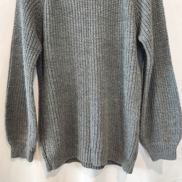 AEO‎ Don't Ask Why Womens Turtleneck Sweater One Size Gray Fisherman Chunky - Picture 3 of 7